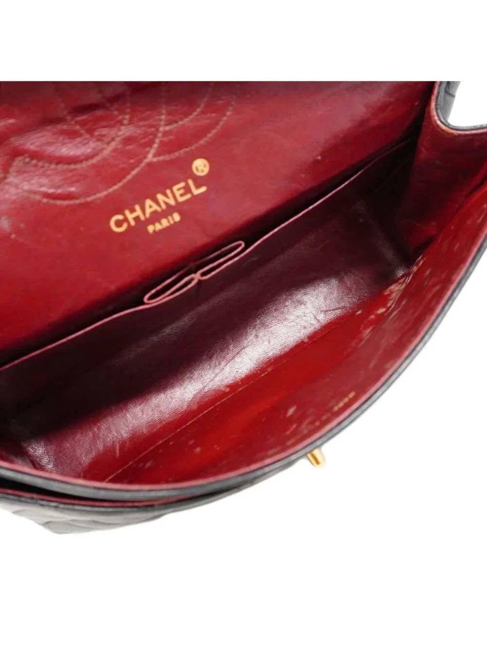 Chanel Shoulder Bag Quilted Lambskin Black Gold